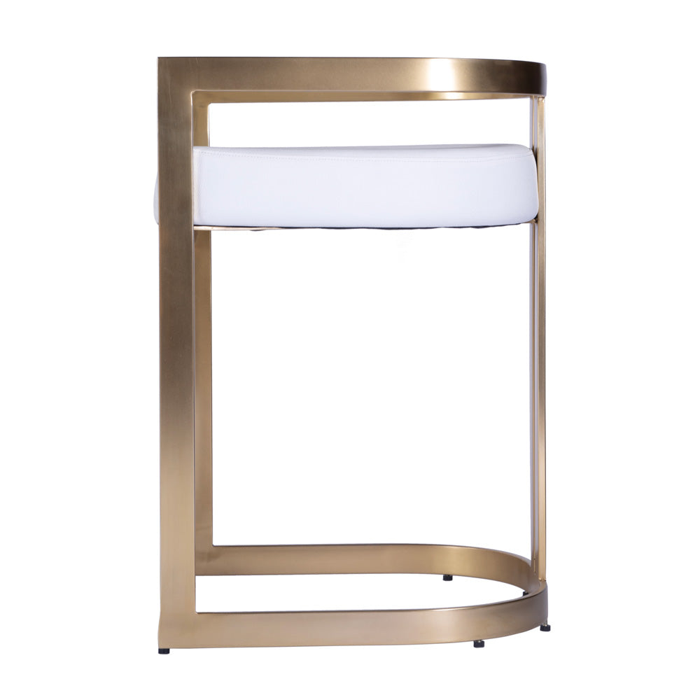 Butler Specialty Company - Clarence 22 in. Seat Height Faux Leather & Metal Low Back Dining Height Stool, White - 5783402