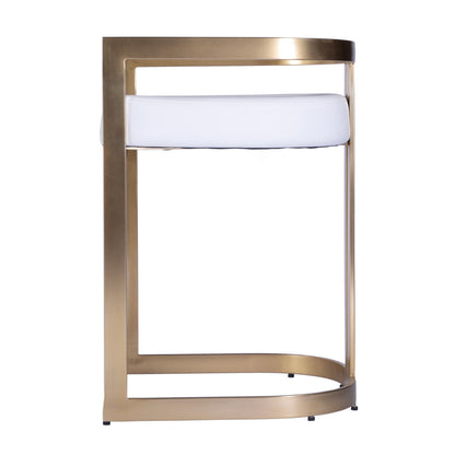 Butler Specialty Company - Clarence 22 in. Seat Height Faux Leather & Metal Low Back Dining Height Stool, White - 5783402