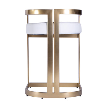 Butler Specialty Company - Clarence 22 in. Seat Height Faux Leather & Metal Low Back Dining Height Stool, White - 5783402