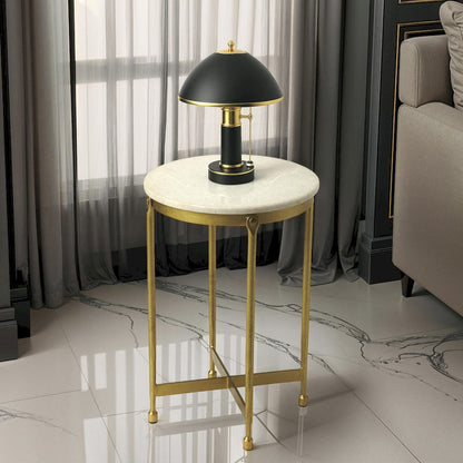 Butler Specialty Company - Claypool 13.5 in. W Round Marble & Metal Side Table, Gold/White - 9351025 view 3