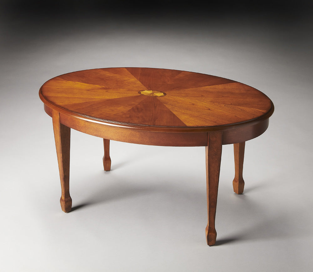 Butler Specialty Company - Clayton 38 in. W Oval Wood Coffee Table, Medium Brown - 1234101