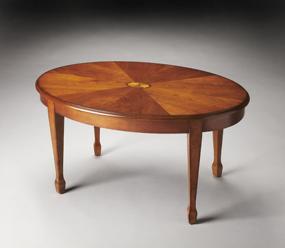 Butler Specialty Company - Clayton 38 in. W Oval Wood Coffee Table, Medium Brown - 1234101