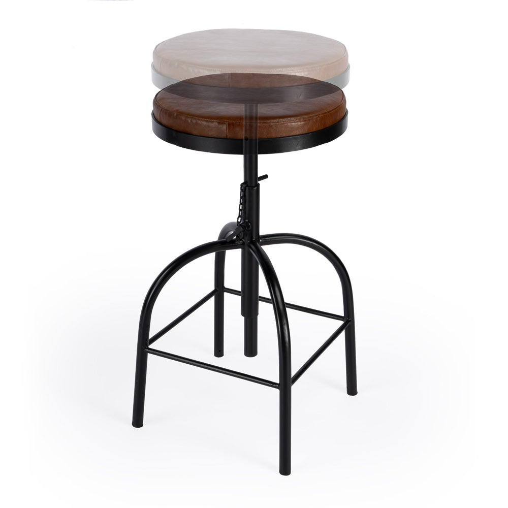 Butler Specialty Company - Clyde Leather 25" Adjustable Bar Stool, Medium Brown - 5617344