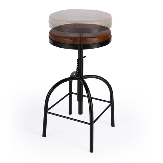Butler Specialty Company - Clyde Leather 25" Adjustable Bar Stool, Medium Brown - 5617344