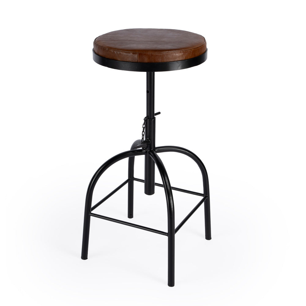 Butler Specialty Company - Clyde Leather 25" Adjustable Bar Stool, Medium Brown - 5617344