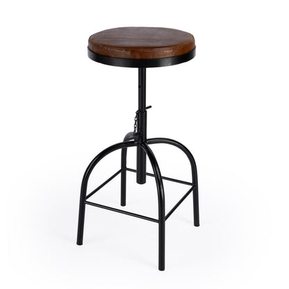 Butler Specialty Company - Clyde Leather 25" Adjustable Bar Stool, Medium Brown - 5617344