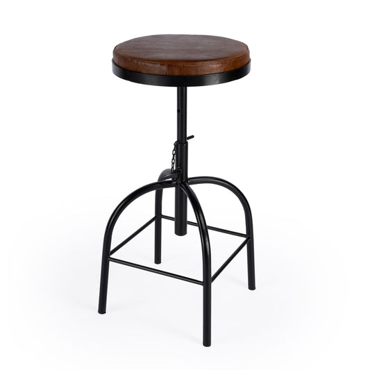 Butler Specialty Company - Clyde Leather 25" Adjustable Bar Stool, Medium Brown - 5617344