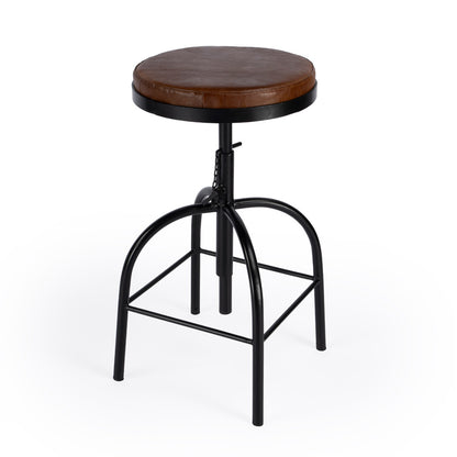 Butler Specialty Company - Clyde Leather 25" Adjustable Bar Stool, Medium Brown - 5617344