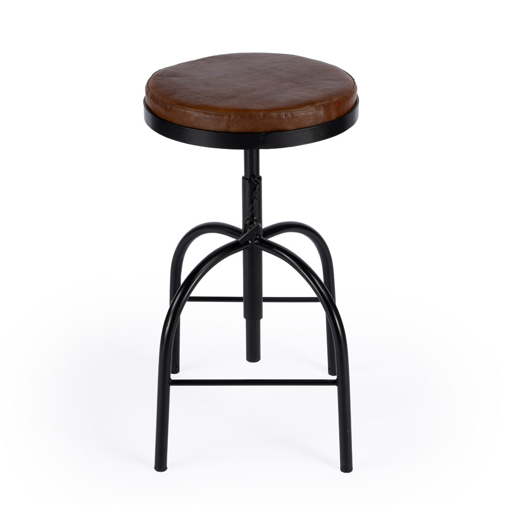 Butler Specialty Company - Clyde Leather 25" Adjustable Bar Stool, Medium Brown - 5617344