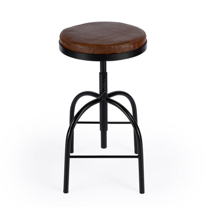 Butler Specialty Company - Clyde Leather 25" Adjustable Bar Stool, Medium Brown - 5617344