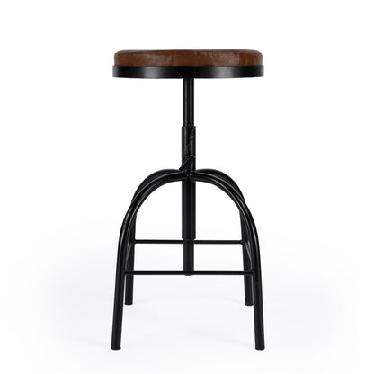 Butler Specialty Company - Clyde Leather 25" Adjustable Bar Stool, Medium Brown - 5617344