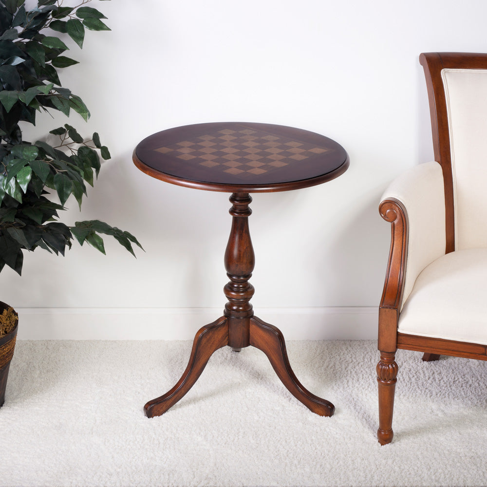 Butler Specialty Company - Heritage - Colbert 22 in. W Round Wood Pedestal Game Table, Dark Brown - 3405024