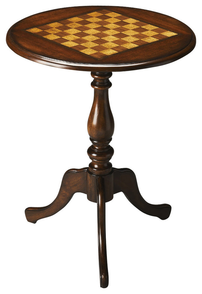Butler Specialty Company - Heritage - Colbert 22 in. W Round Wood Pedestal Game Table, Dark Brown - 3405024