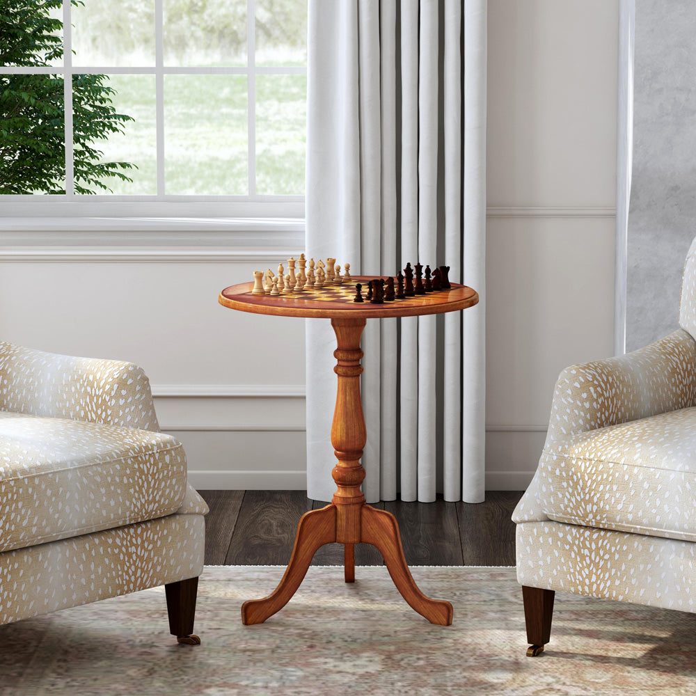 Butler Specialty Company - Heritage - Colbert 22 in. W Round Wood Pedestal Game Table, Medium Brown - 3405101