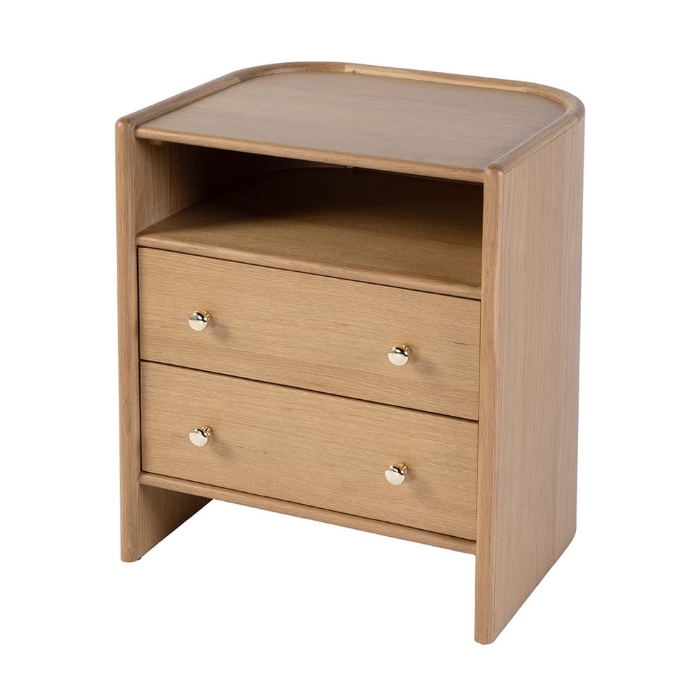Butler Specialty Company - Colin 21 in. W Wood 2 Drawer Round Back Nightstand w Open Shelf, Light Brown - 5983492 View 1