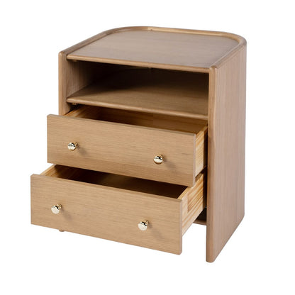 Butler Specialty Company - Colin 21 in. W Wood 2 Drawer Round Back Nightstand w Open Shelf, Light Brown - 5983492 View 2
