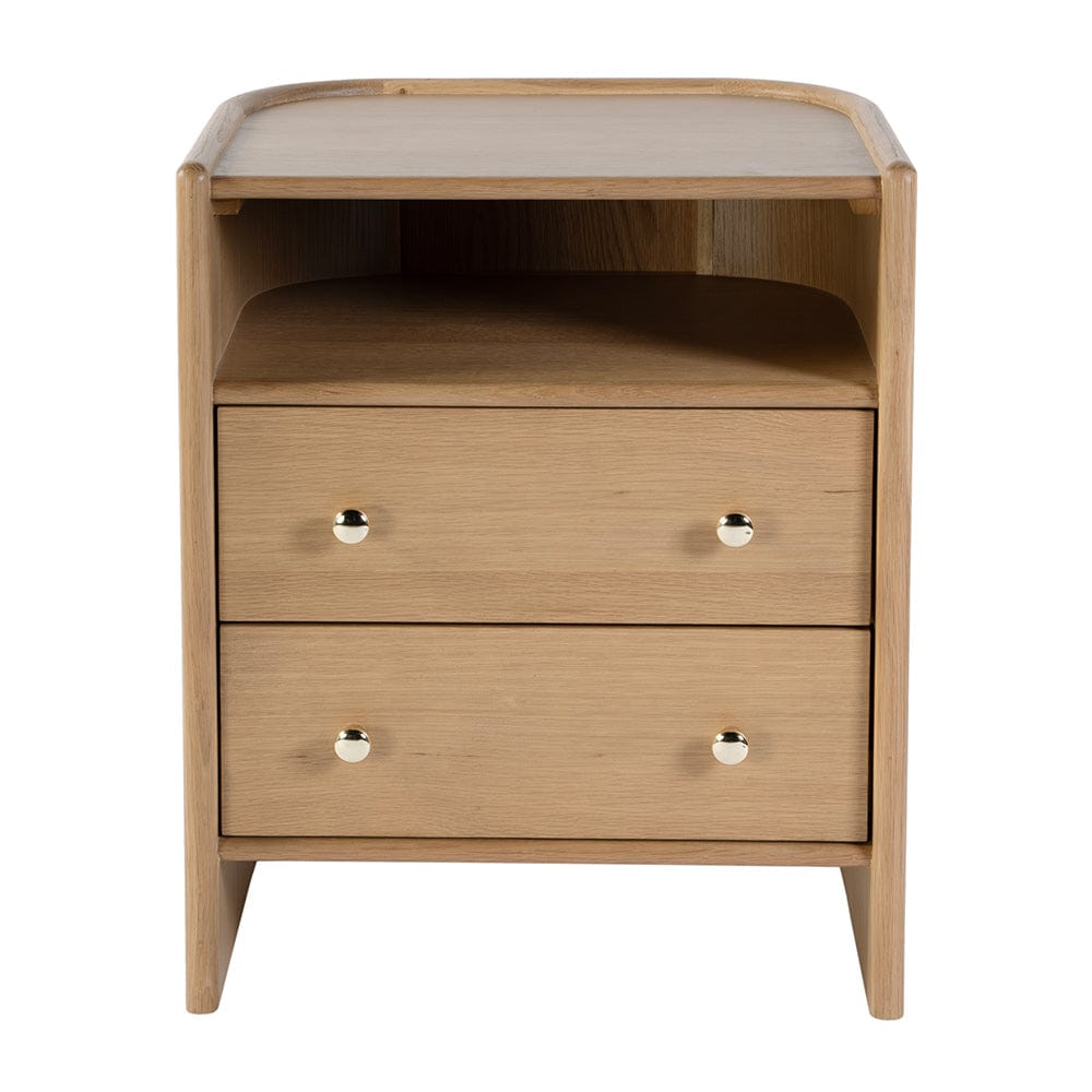 Butler Specialty Company - Colin 21 in. W Wood 2 Drawer Round Back Nightstand w Open Shelf, Light Brown - 5983492 View 3