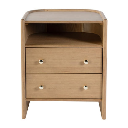 Butler Specialty Company - Colin 21 in. W Wood 2 Drawer Round Back Nightstand w Open Shelf, Light Brown - 5983492 View 3