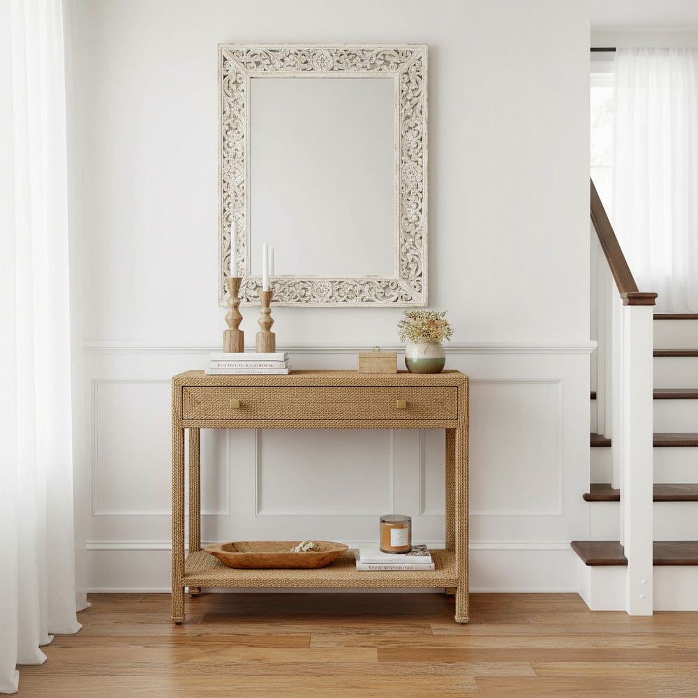 Butler Specialty Company - Como 31.5 in. W Rectangular Banana Leaf 1 Drawer Console Table with Lower Open Shelf, Natural - 6254404 view 2
