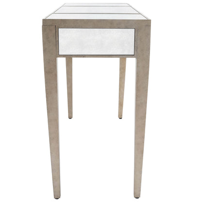 Butler Specialty Company - Constance 40 in. W Kidney Shaped Mirror & Wood 2 Drawer Vanity Table, Silver - 3506146
