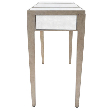 Butler Specialty Company - Constance 40 in. W Kidney Shaped Mirror & Wood 2 Drawer Vanity Table, Silver - 3506146