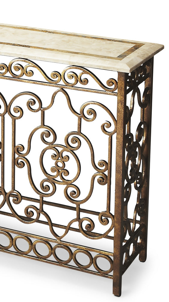 Butler Specialty Company - Contessa 52.25 in. W Iron & Fossil Stone Console Table, Multi-Color - 3108025
