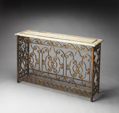 Butler Specialty Company - Contessa 52.25 in. W Iron & Fossil Stone Console Table, Multi-Color - 3108025