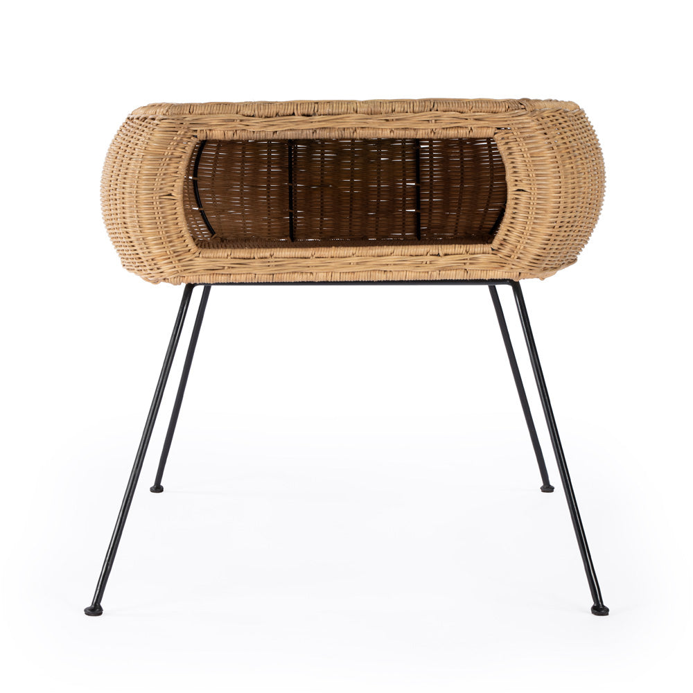 Butler Specialty Company - Coralitta 24.25 in. W Round Rattan End Table, Light Brown - 5578404_CLOSEOUT