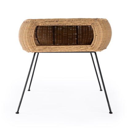 Butler Specialty Company - Coralitta 24.25 in. W Round Rattan End Table, Light Brown - 5578404_CLOSEOUT