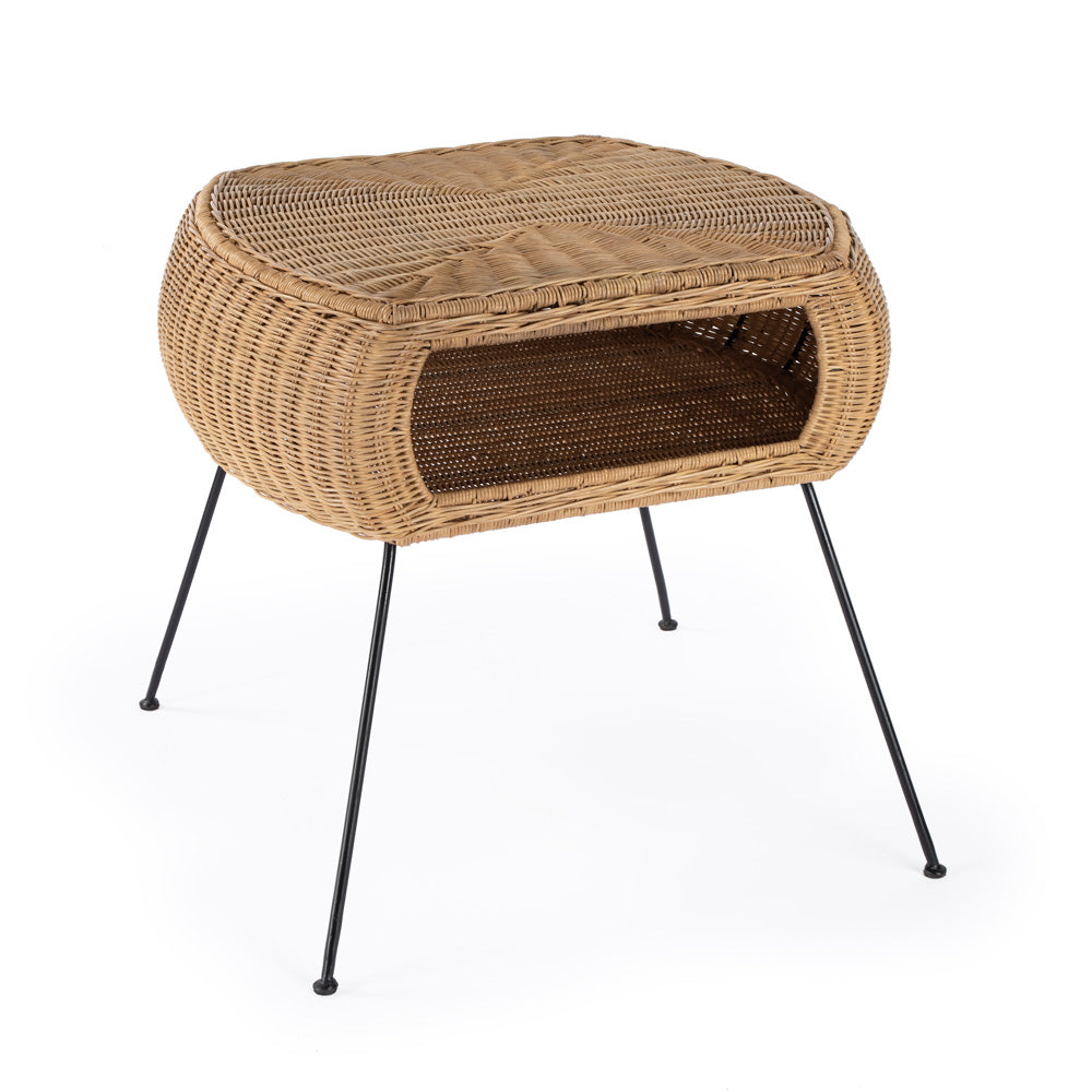 Butler Specialty Company - Coralitta 24.25 in. W Round Rattan End Table, Light Brown - 5578404_CLOSEOUT