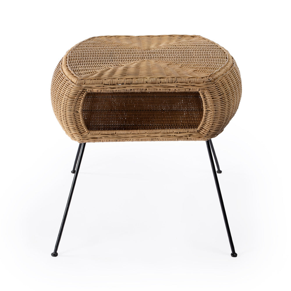 Butler Specialty Company - Coralitta 24.25 in. W Round Rattan End Table, Light Brown - 5578404_CLOSEOUT