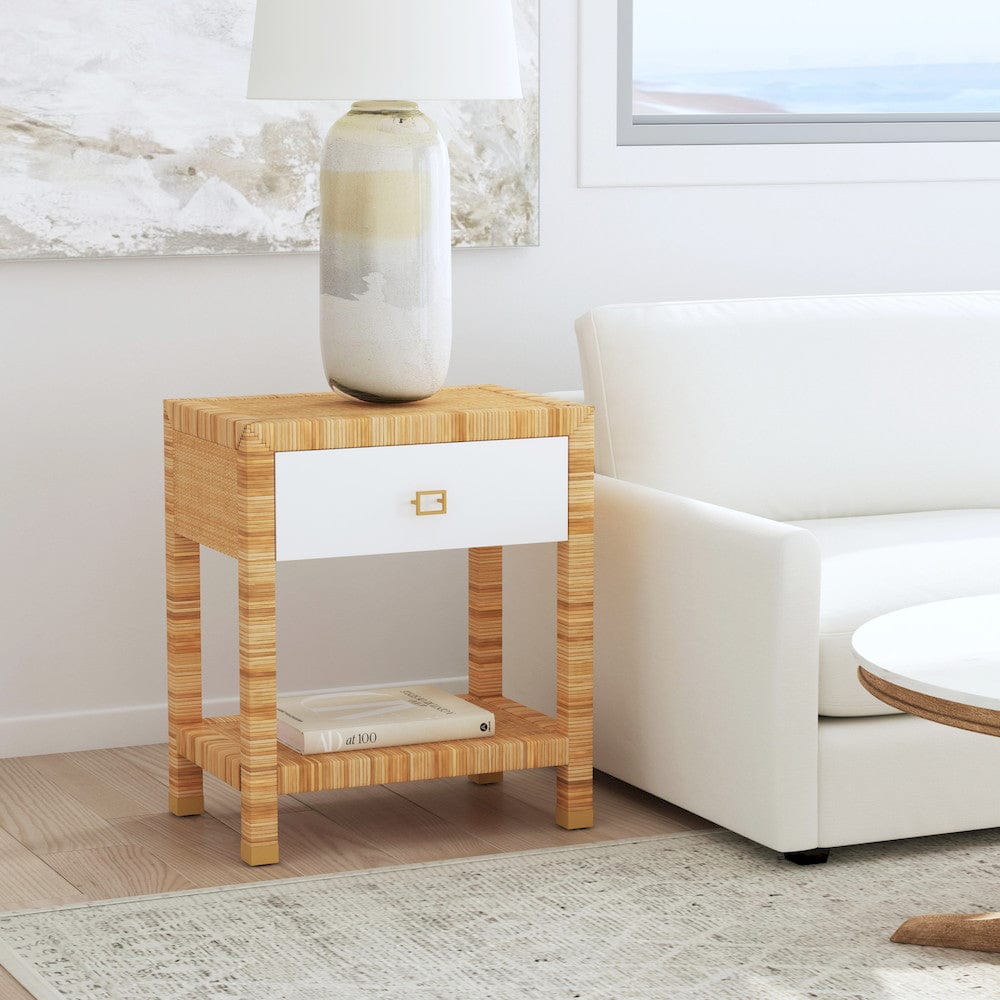 Butler Specialty Company - Corfu 24 in. W Rattan 1 Drawer Nightstand, Natural and White - 5608350 view 8