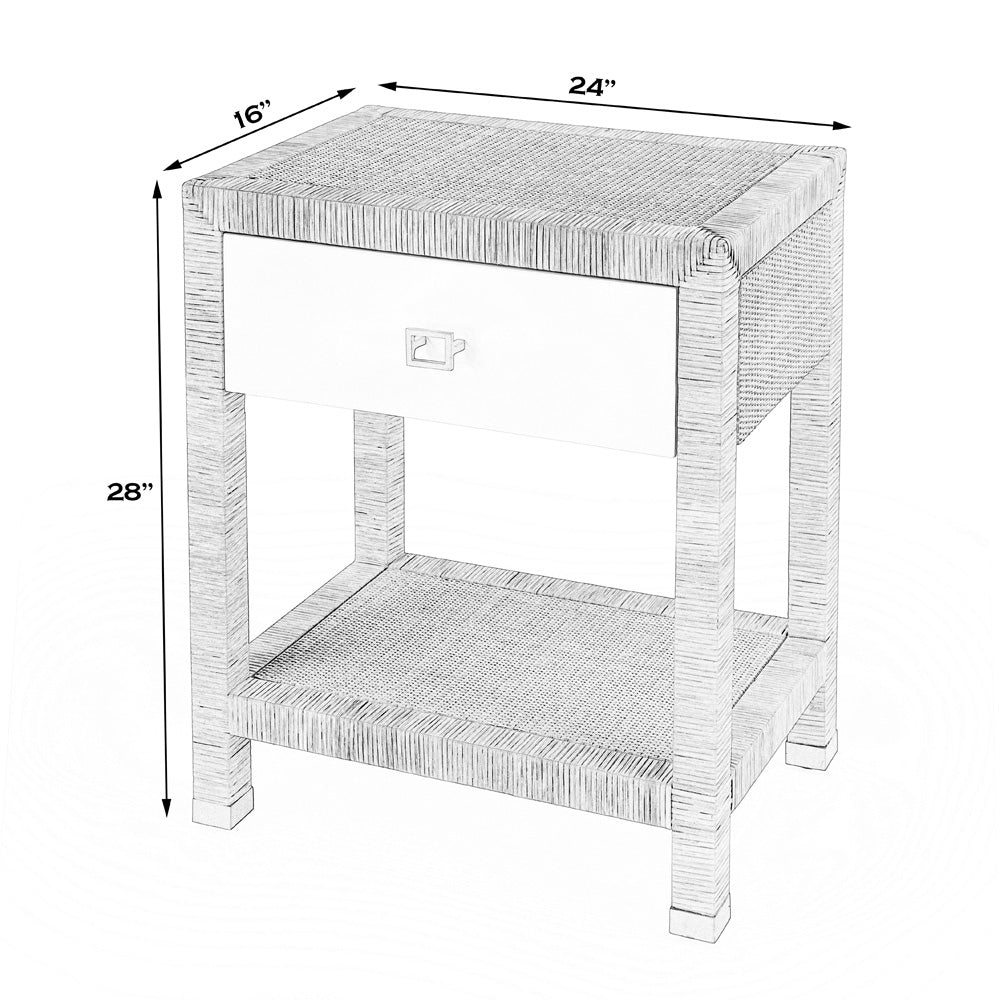Butler Specialty Company - Corfu 24 in. W Rattan 1 Drawer Nightstand, Natural and White - 5608350