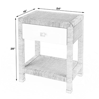 Butler Specialty Company - Corfu 24 in. W Rattan 1 Drawer Nightstand, Natural and White - 5608350