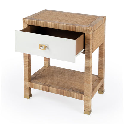 Butler Specialty Company - Corfu 24 in. W Rattan 1 Drawer Nightstand, Natural and White - 5608350