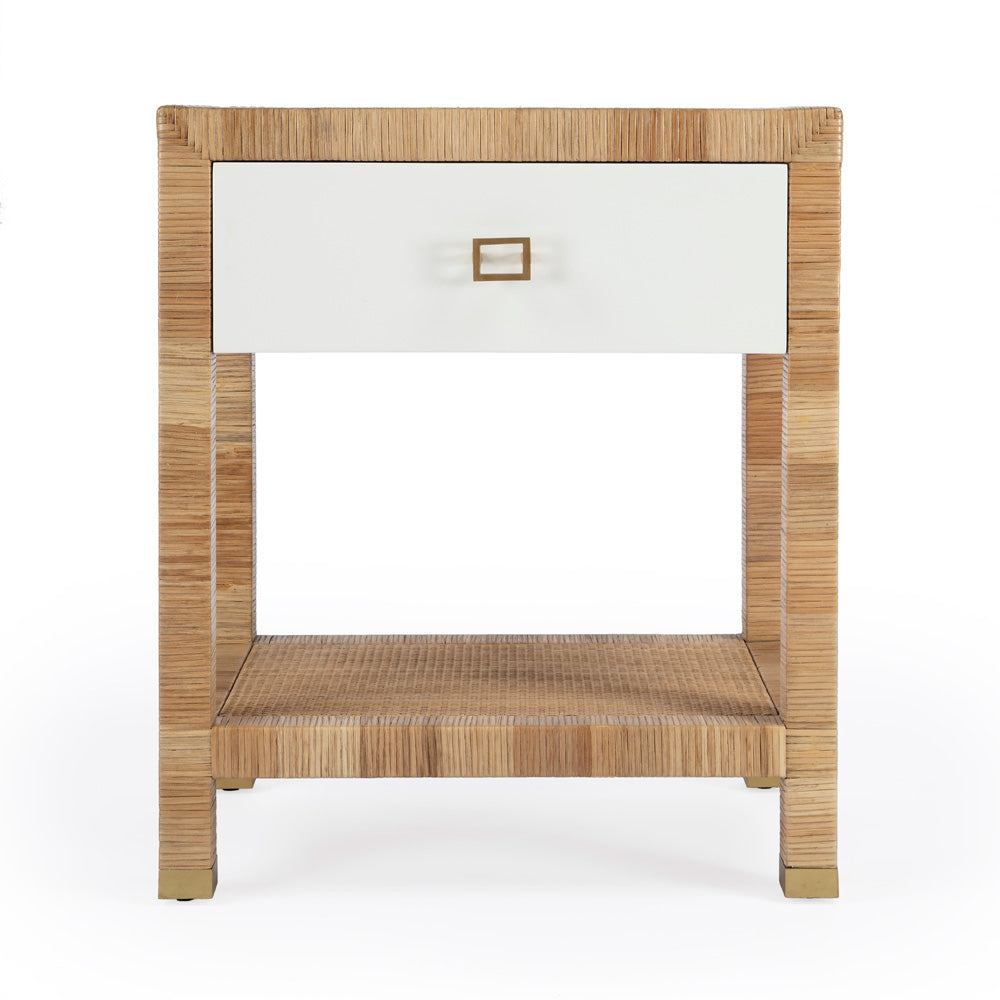 Butler Specialty Company - Corfu 24 in. W Rattan 1 Drawer Nightstand, Natural and White - 5608350