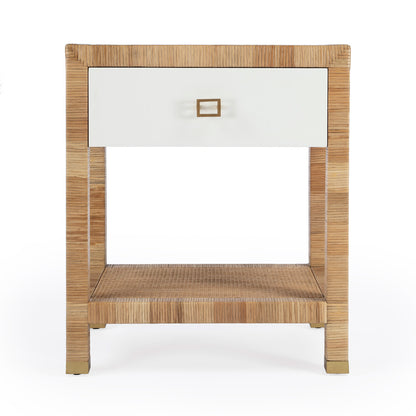 Butler Specialty Company - Corfu 24 in. W Rattan 1 Drawer Nightstand, Natural and White - 5608350