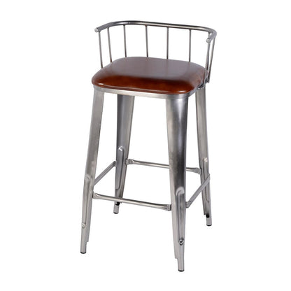 Butler Specialty Company - Coriander 31 in. Seat Height Leather & Iron Bar Height Stool w Back and Footrest, Brown, Silver - 5920344 View 1