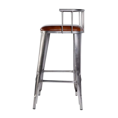 Butler Specialty Company - Coriander 31 in. Seat Height Leather & Iron Bar Height Stool w Back and Footrest, Brown, Silver - 5920344 View 3