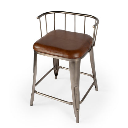 Butler Specialty Company - Coriander 25 in. Seat Height Iron & Leather Low Back Counter Height Stool, Multi-Color - 5542344