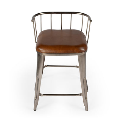 Butler Specialty Company - Coriander 25 in. Seat Height Iron & Leather Low Back Counter Height Stool, Multi-Color - 5542344