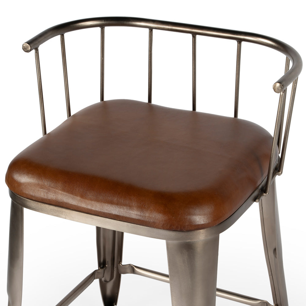 Butler Specialty Company - Coriander 25 in. Seat Height Iron & Leather Low Back Counter Height Stool, Multi-Color - 5542344