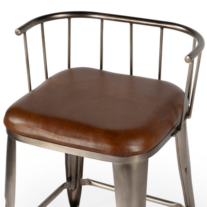 Butler Specialty Company - Coriander 25 in. Seat Height Iron & Leather Low Back Counter Height Stool, Multi-Color - 5542344