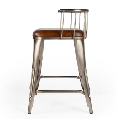 Butler Specialty Company - Coriander 25 in. Seat Height Iron & Leather Low Back Counter Height Stool, Multi-Color - 5542344