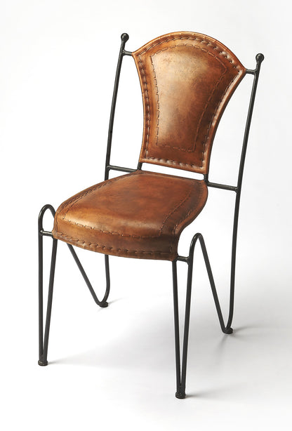Butler Specialty Company - Coriander Iron & Leather Side Chair, Medium Brown - 6182344