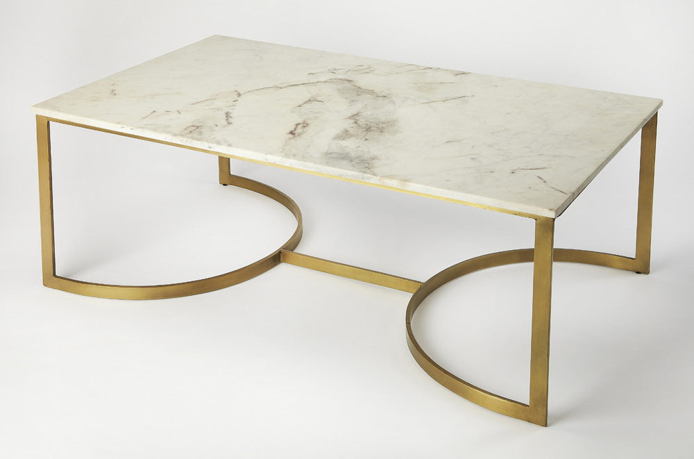 Butler Specialty Company - Corsini 47.5 in. W Rectangular Marble & Metal Coffee Table, Multi-Color - 4446389