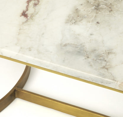 Butler Specialty Company - Corsini 47.5 in. W Rectangular Marble & Metal Coffee Table, Multi-Color - 4446389