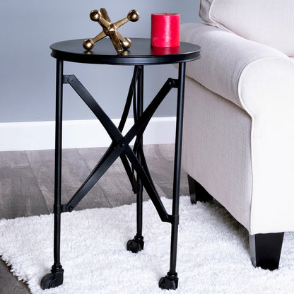 Butler Specialty Company - Costigan 14.25 in. W Round Wood Rolling Side Table, Black - 1168025