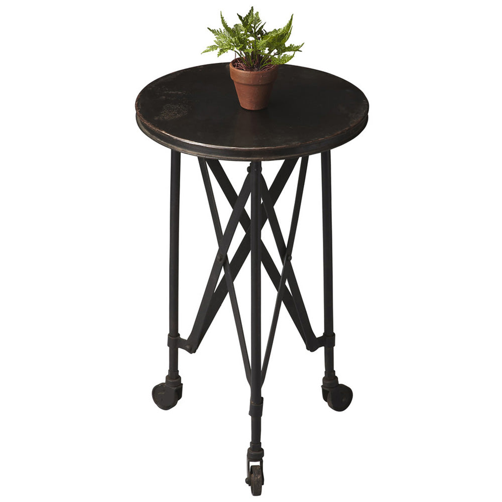 Butler Specialty Company - Costigan 14.25 in. W Round Wood Rolling Side Table, Black - 1168025