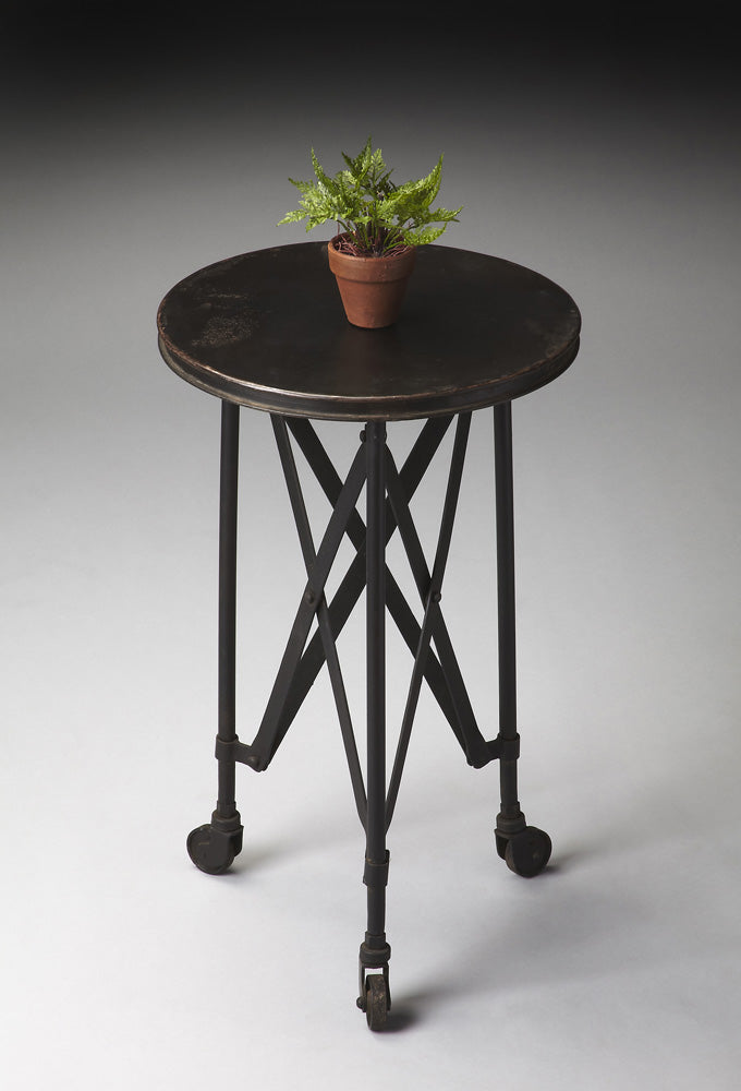 Butler Specialty Company - Costigan 14.25 in. W Round Wood Rolling Side Table, Black - 1168025